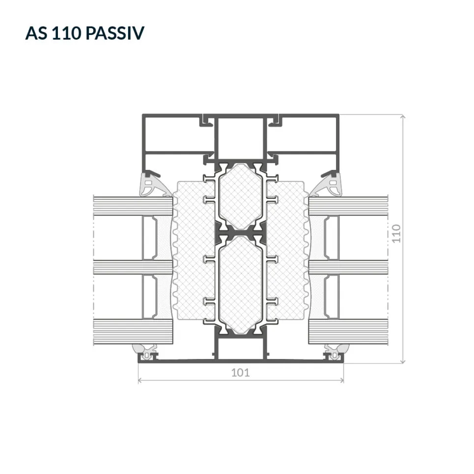 Przekrój przez słupek okna stałego