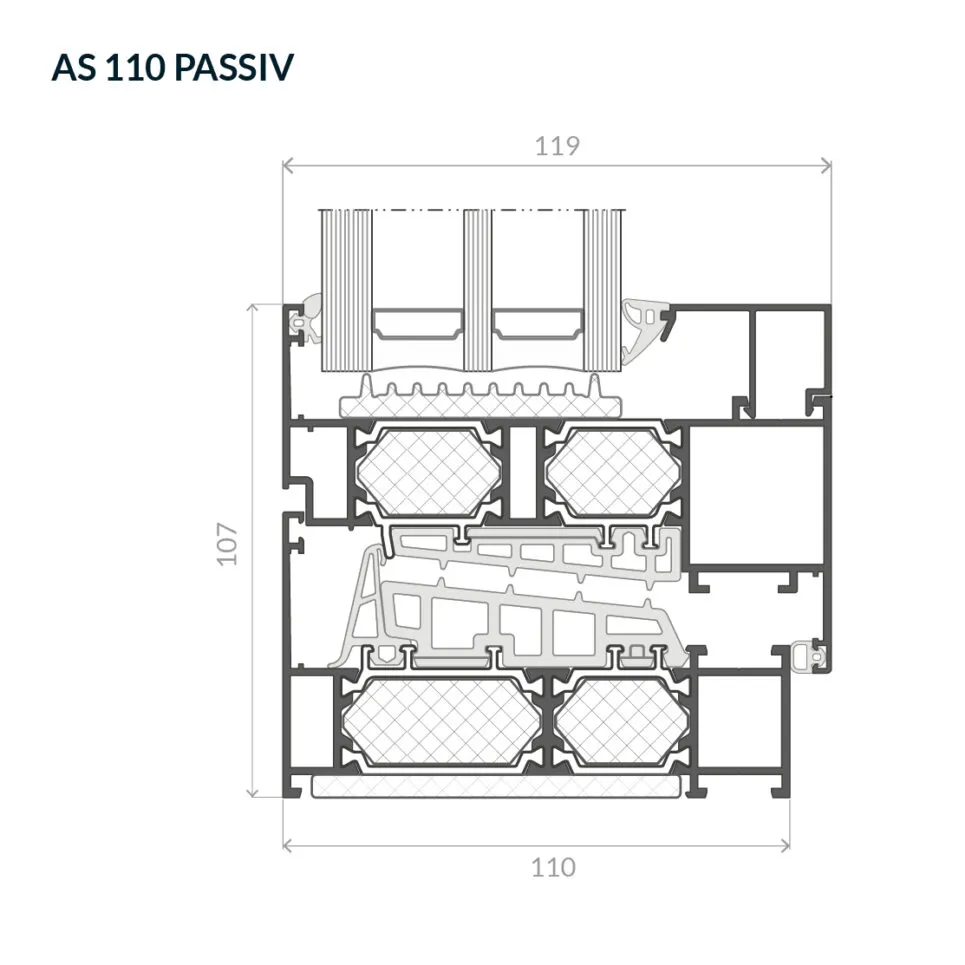 Przekrój przez okno otwierane
