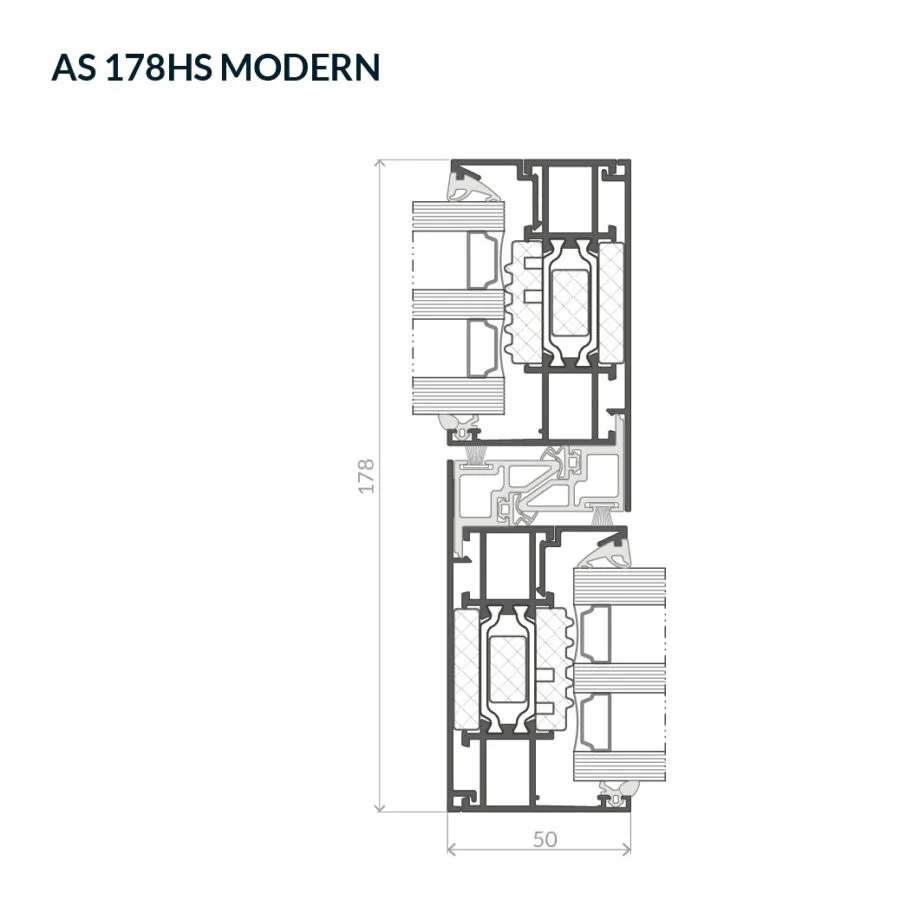 Przekrój przez słupek – 50 mm
