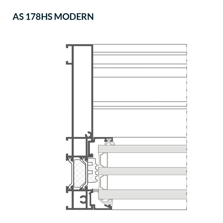 Przekrój boczny przez drzwi przesuwne