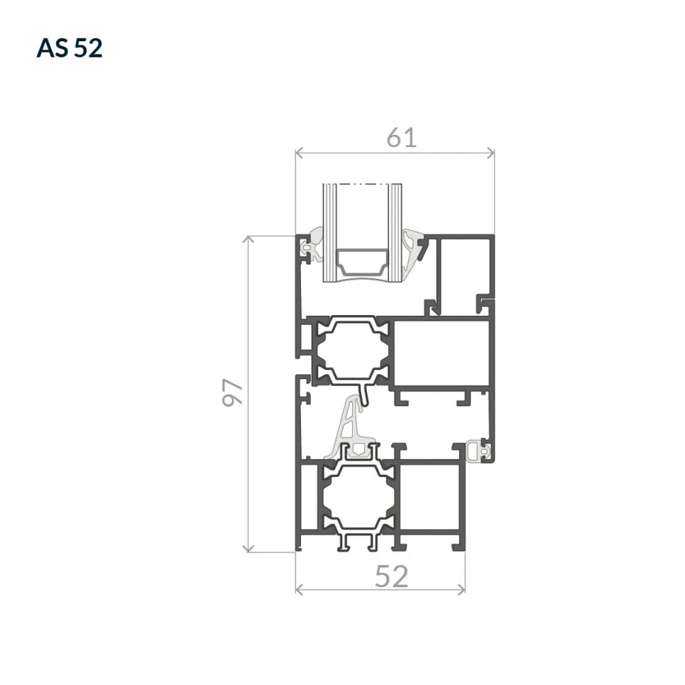Przekrój przez okno otwierane