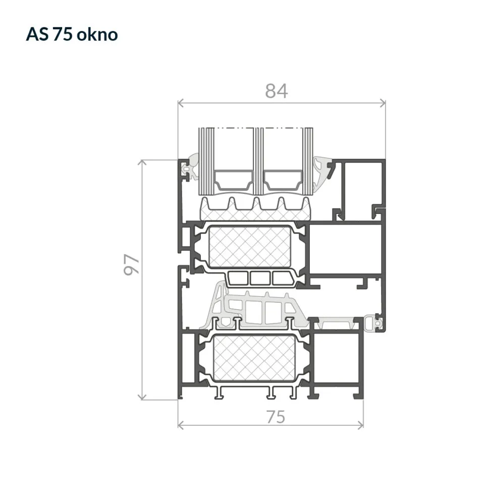 Przekrój przez okno otwierane