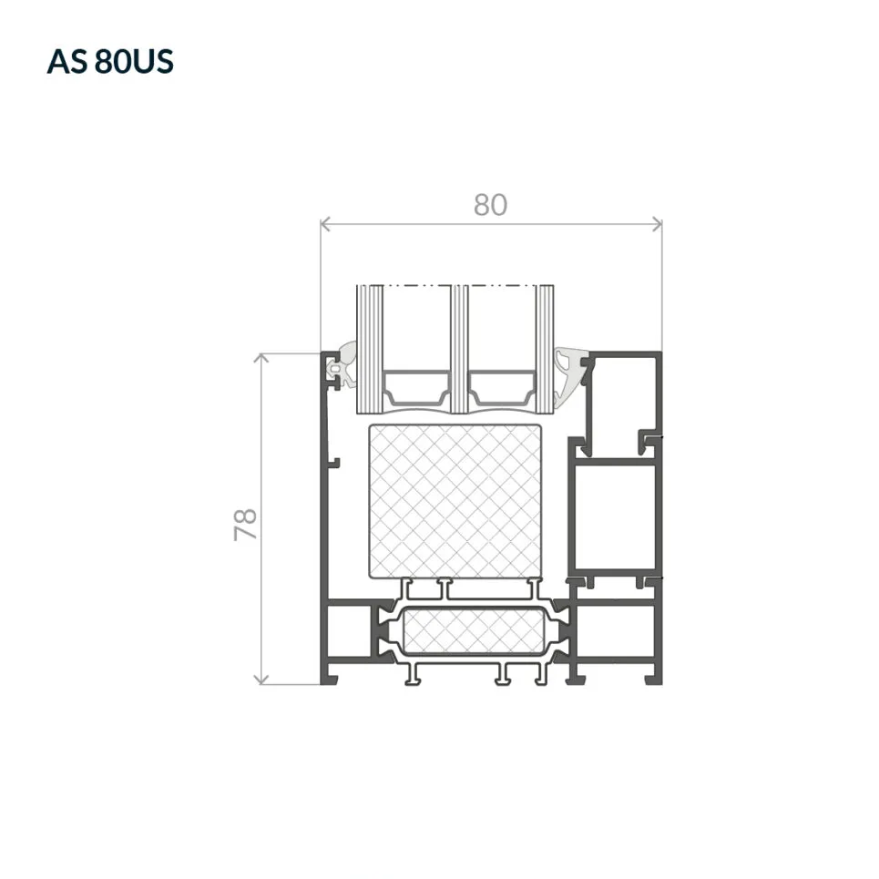Przekrój kwatery stałej z ukrytym skrzydłem